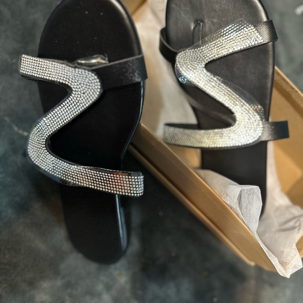 Elegant Black and Silver Women's Sandals